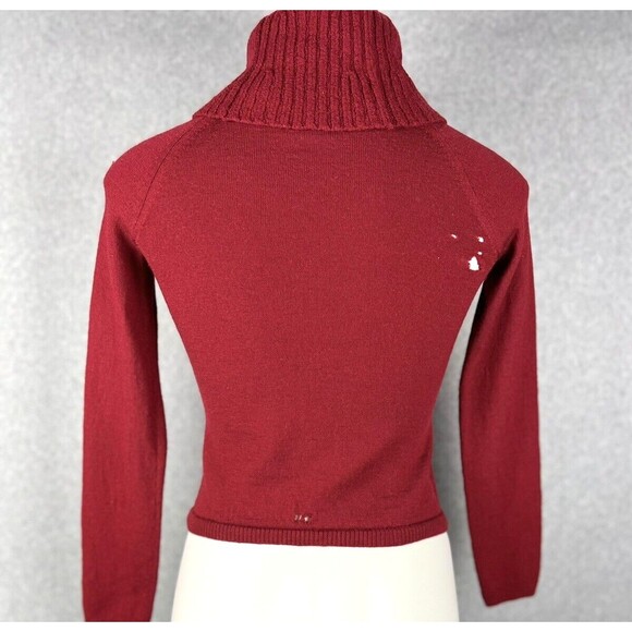 Ann Taylor Red Merino Wool Turtleneck Sweater Womens XS Ribbed Knit Fitted - Picture 3 of 14